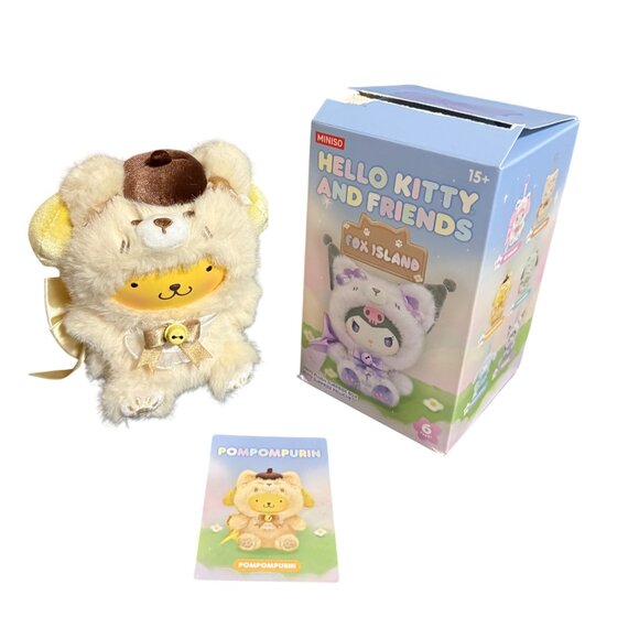 NWT Miniso Sanrio Fox Island Pompompurin Doll Keyring - Picture 2 of 4